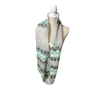 Aeropostale Charcoal Grey Turquoise Blue White Multi-Design Infinity Scarf NWT